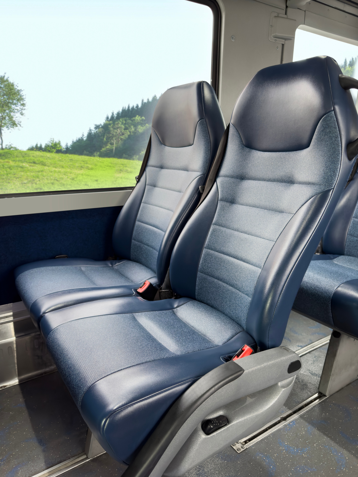 Passenger seats in a bus